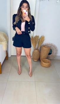 BLAZER CROPPED COM BOTÕES PRETO