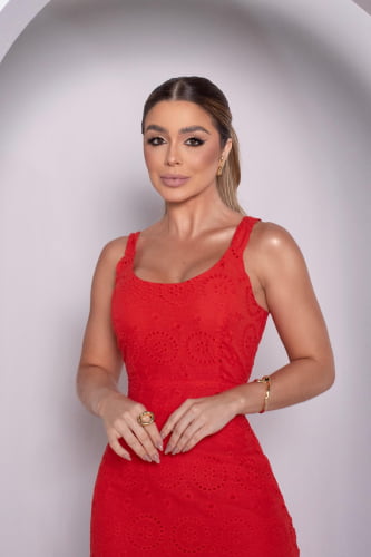 VESTIDO LAISE BABADO VERMELHO