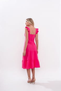 VESTIDO MIDI DE LINHO PINK